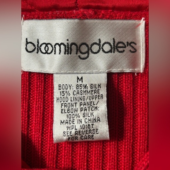 Bloomingdale’s Vintage Hoodie Sweater Red Silk Cashmere Women’s M - Picture 2 of 11